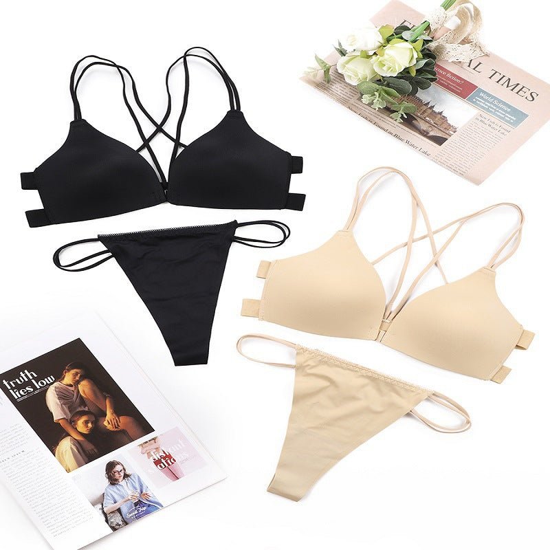 Glossy Lift | Front Buckle No-Wire Push-Up Bra Set